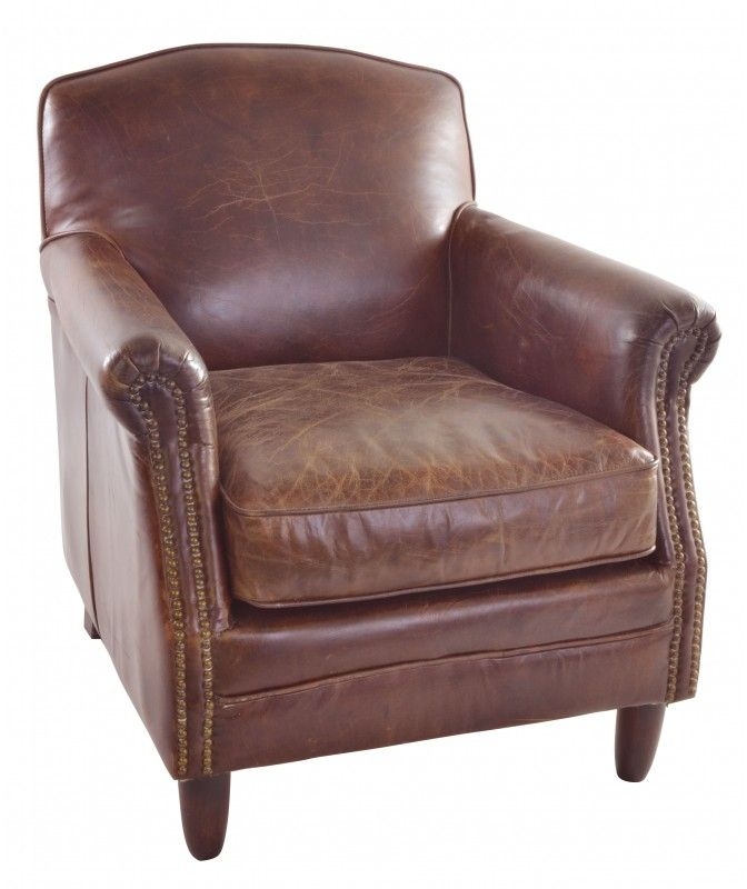 Product photograph of Ancient Mariner Vintage Leather Studded Front Armchair from Choice Furniture Superstore.